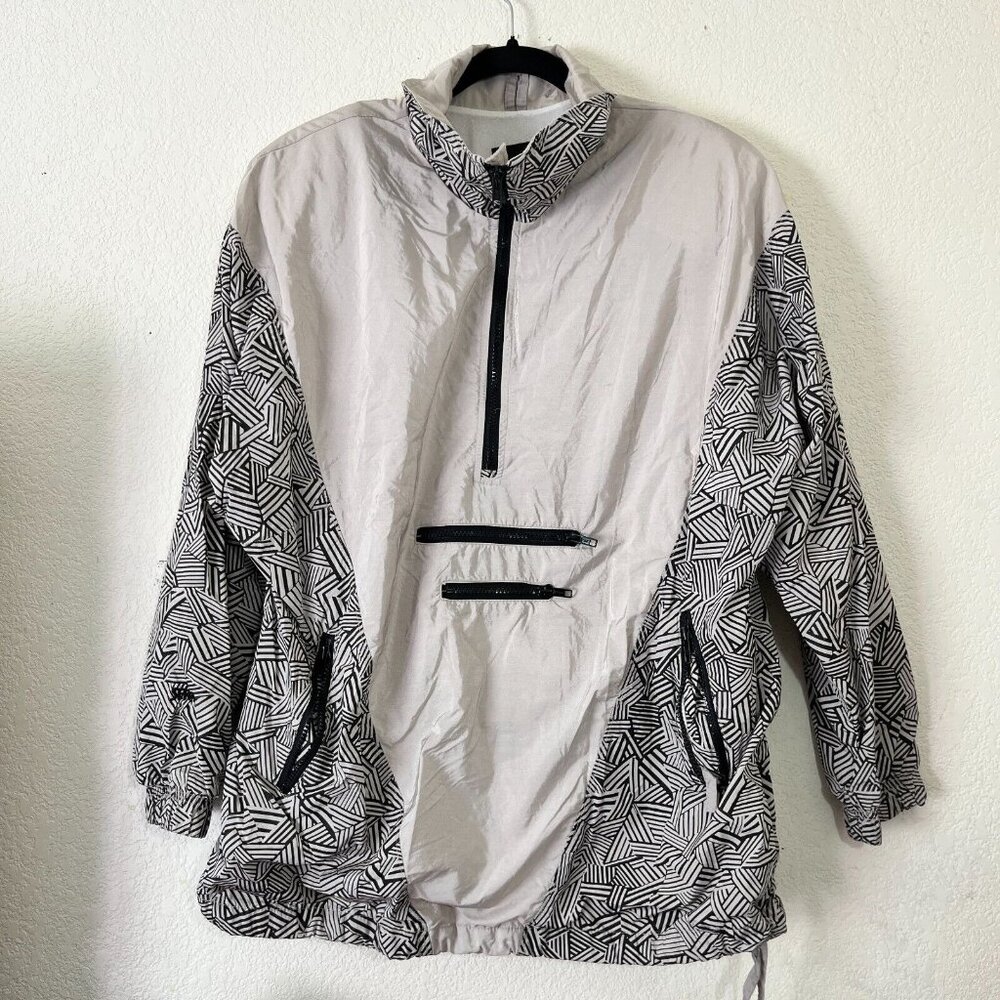 Serac Vintage Black and White 1/4 Zip Lightweight Ski Windbreaker Jacket Size 12